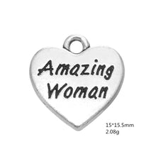 Skyrim Proud Mom & Blessed & Amazing Woman Heart Charm Fashion Diy Jewelry