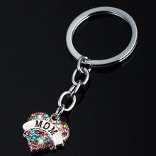 Bespmosp Charm Family Dad Mom PAPA Mommy Heart Crystal Keychain Butterfly A