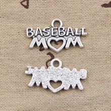 15pcs Charms baseball mom heart 15*27mm Tibetan Silver Pendant Findings Acc