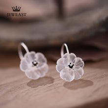 925 Sterling Silver Flower Earrings Transparent Girls Gift Fine Jewelry Vin