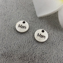 Vintage Ancient Silver Zinc Alloy Round Tag letter Mom Charms For Jewelry P