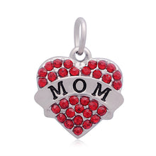 Lemegeton Dropping Shipping Stainless Steel Crystal Heart With Mom Charm Wi