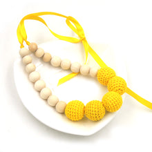 1pc sale Bright yellow Nursing Necklace Yellow Crochet wooden bead Teething