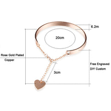 Qitian Rose Gold Color Free Engrave Name Logo Statement Bangles & Bracelets