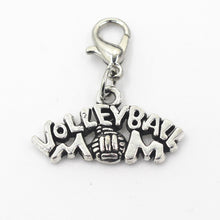 50pcs/lot Antique silver volleyball mom dangle charms lobster clasp hanging