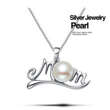 Mom Letters Pendant Pure 925 Sterling Silver Freshwater Pearl Pendants Fit