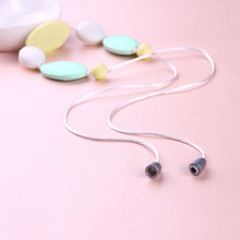 Oval Silicone Beads Teething Necklace Geometric Rainbow Plastic Food Grade