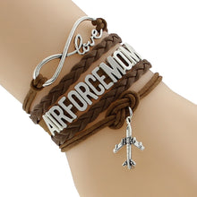 Custom Infinity Love AirForce Mom Bracelet Airplane Aircraft Blue Wax line