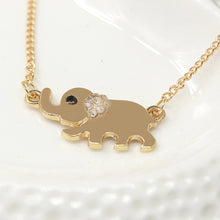 Elephant Mom Baby Pendants Necklaces Women Double Charm Crystal Animal Chok