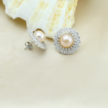 Genuine Freshwater pearl earrings for women,white stud natural pearl earrin