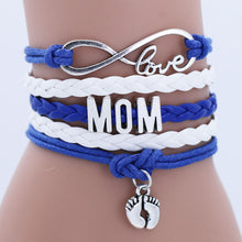 Fashion Antique Silver Family Wristband Charm Bracelets For Women Mom Love