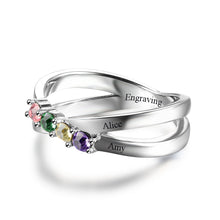 Family & Friendship Ring Engrave Names Custom 4 Birthstone 925 Sterling Sil
