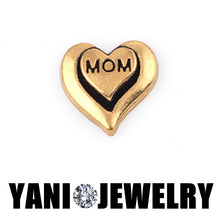 Floating locket charms alloy metal silver color crystal heart silver mom fa