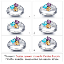 Mothers Rings Custom Ring Personalized Engrave Heart Birthstone Jewelry 925