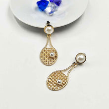 Personalized Pearl Tennis Earrings Tennis Dangle Earrings Sports Hobby Jewe