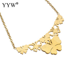 YYW Women Wedding Mom Jewelry Gold color Stainless Steel Flower Charm Dangl