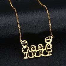 FUNIQUE Stainless Steel Family Necklace For Family Member Mom Dad Kids Fash