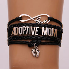 Infinity Love Adoptive Mom Bracelet Braided Wrap Rope Leather Bracelet & Ba