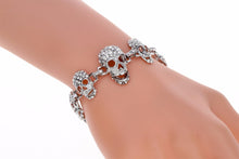 Skull skeleton chain bracelet women biker jewelry link bangle silver color