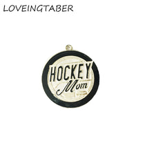 Newest  40mm 10pcs/lot All Enamel Hockey Mom Pendants For Mother's Day Jewe