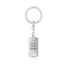 live love adopt Dog Tag keychains set Square keyring cat lover paw footprin