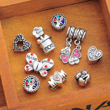 LASPERAL 1Set/8PCs Mixed DIY Love Heart Mom European Charm Beads Fit Bracel