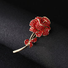 Poppy Flower Brooch Pin Red Rhinestone Gift Remembrance Mothers Day Jewelry
