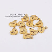 Vintage Metal Heart  Letters Mom Charms for Jewelry Making DIY Handmade Alp