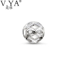 V.Ya Fashion Loose Beads fit for Mum &Mom White Gold Cubic Zirconia Round P