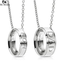 Creative Simple Fashion Letter Carved Dad Mom Pendant Necklace Couple Holes