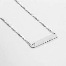New Stainless Steel  Heart Personalized Engravable Bar Necklace Silver Cust