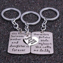 New Daughter Mother Pendant Necklace 3pc/set Dad Keychain Family Mother's D