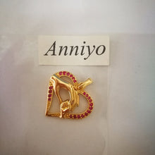 Anniyo Heart Hand in Hand Necklaces With Zirconia Light Gold Color,Love Mom