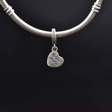 SOAZOK 100% 925 Sterling Silver Crystal Heart Shape Letter Mom Charm Beads