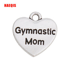 HAEQIS Double Side Vintage Gymnastic Mom Heart Alloy Message Charms 15*16mm