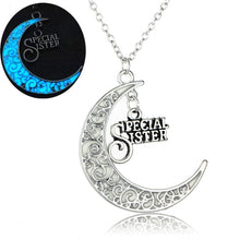 Glowing In the Dark Moon Pendant Necklaces Silver Plated Chain Letter Charm