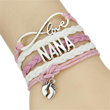 Infinity love mom grandma bracelet heart feet charm Bracelet for women Leat