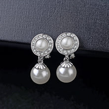 AAA Cubic Zirconia Women Clip Earrings Gold Pearl Jewelry Clip Earrings wit