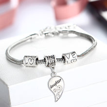 2PCS Silver Plated Mother Daughter Broken Heart Bracelet Bangle Mom Women G