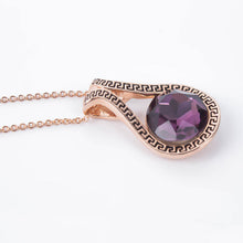 Retro Purple Austrian Crystal Gold color Pendant Drop Earrings Jewelry Sets