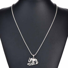 2017 New Fashion Double Elephant Charms Punk Pendant Maxi Necklace Stainles