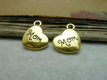 30Pcs 15*18mm Heart Charm Pendant Antique Gold Tone DIY Making dad mom-in C