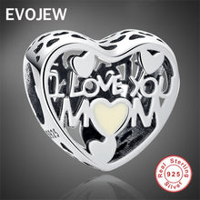 EVOJEW Real 925 Sterling Silver I Love MOM Charm Beads Fit Original Pandora