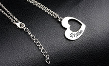 Letter Engraved Mother Daughter Matching Love Heart Pendant Set of Two Mom