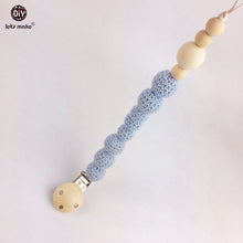 Let's Make Wooden Teething Pacifier Clip Holders 5pc Crochet Beads Pure Col