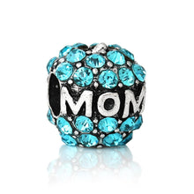 DoreenBeads European Charm Beads Apple antique silver Blue Rhinestone "Mom"