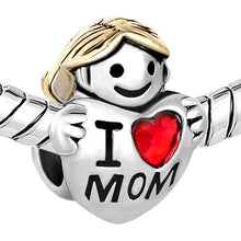 LeoBon Mother Daughter Charms Silver American Girl Charm I Love Mom Beads F