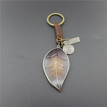 leather keychain alloy Leaf keychain, Mothers's gift free shipping, persona