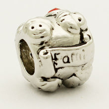 Red Birthstone Cz Heart Love Mom & Baby Girl Boy & Dad  Family Bead for Cha