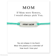 (10 pcs/lot) Silver Army Cheer Mom Heart Charm Bracelets for Women Adjustab